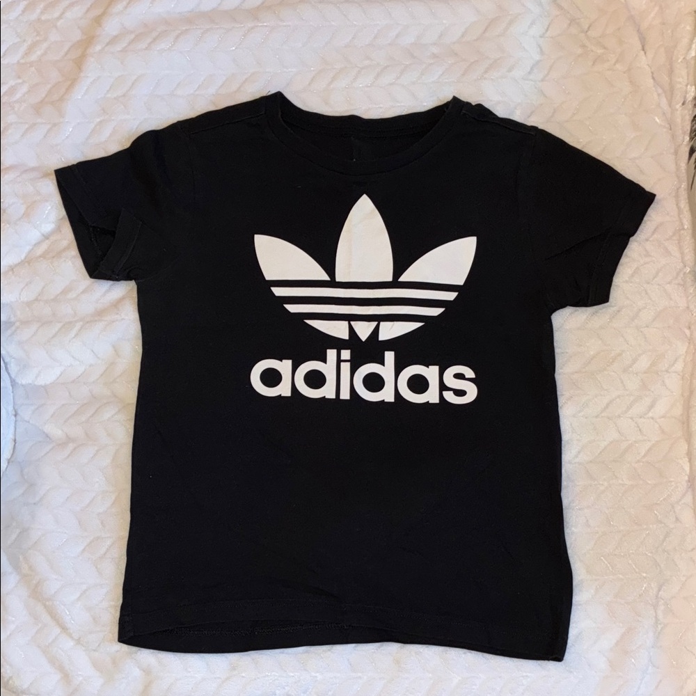 Adidas Kids Black Tee with White Logo